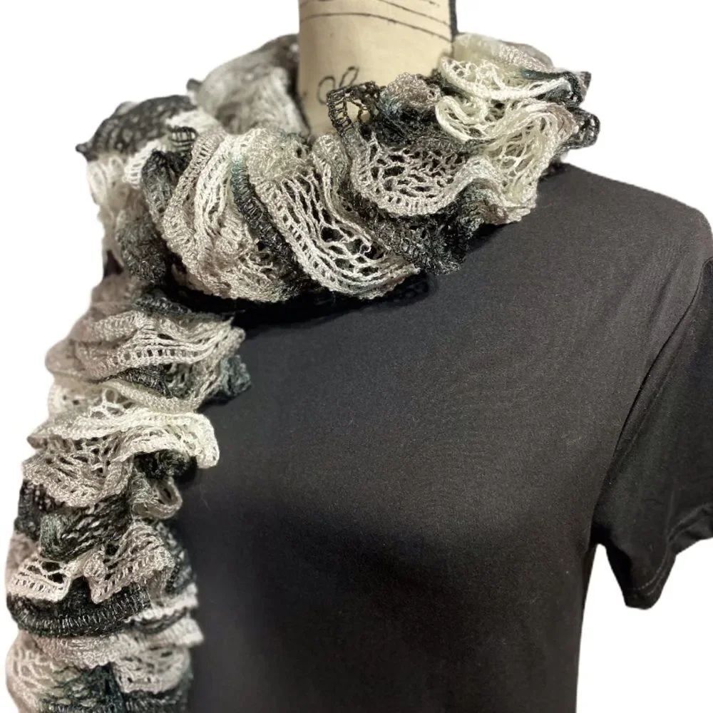 Variegated Color Knit Scarf Neck Wrap Scarves Handmade NEW